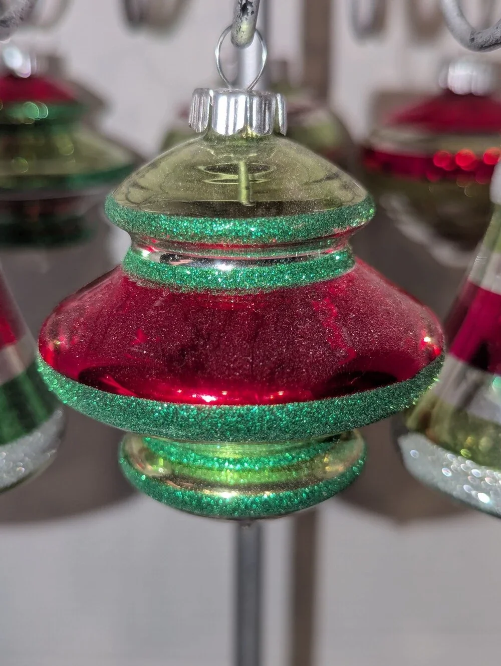 Set of 8 Christopher Radko Shiny Brite Glass Christmas Ornaments